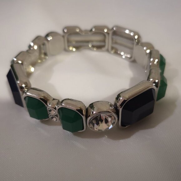 Lia Sophia Ladies Green / Blue / Clear Faux Rhinestones Extensible Bracelet - Picture 2 of 3